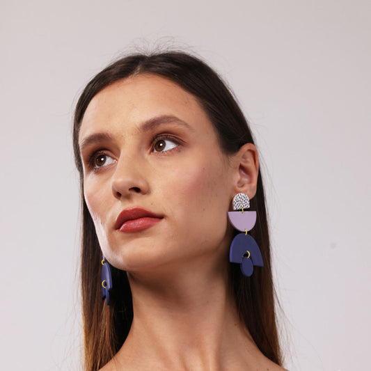 Three Tier Navy and Lavender Dangles