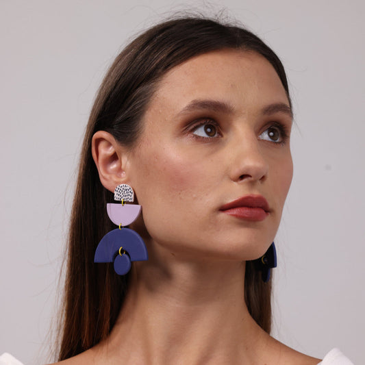 Three Tier Navy and Lavender Dangles