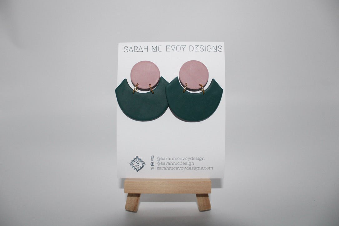 Jade and Terracota U - Shape Earrings