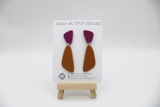 Mustard and Fushia Angle Earrings