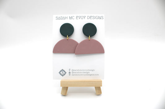 Terracota and Jade Semi-Circle Earrings
