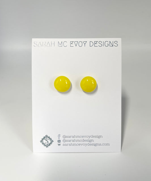 Yellow Fused Glass Studs