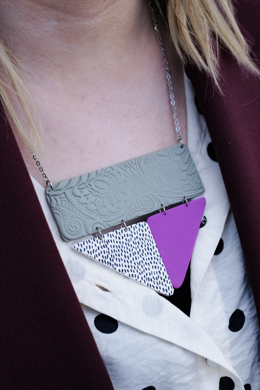 Sage Green and Fuchsia Angle Necklace