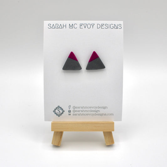 Grey and Pink Triangle Studs