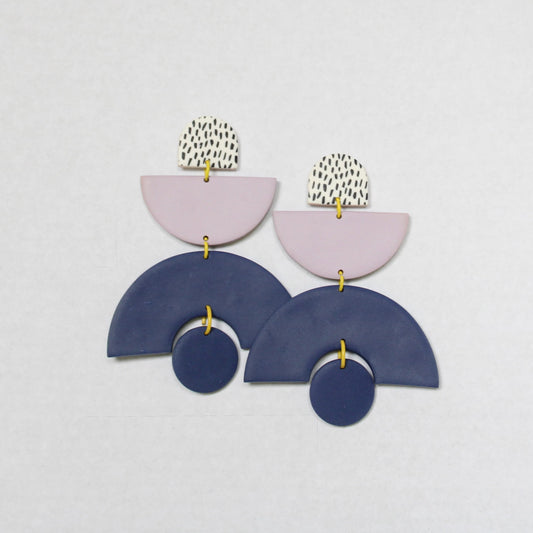 Three Tier Navy and Lavender Dangles