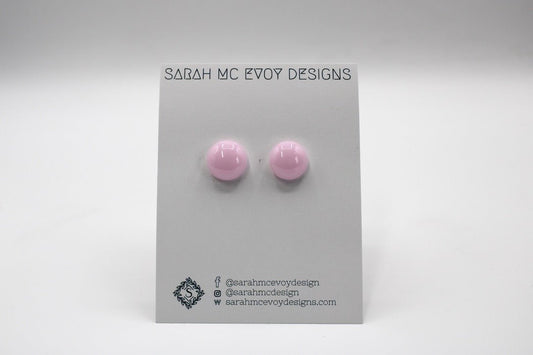 Baby Pink Fused Glass Stud Earrings