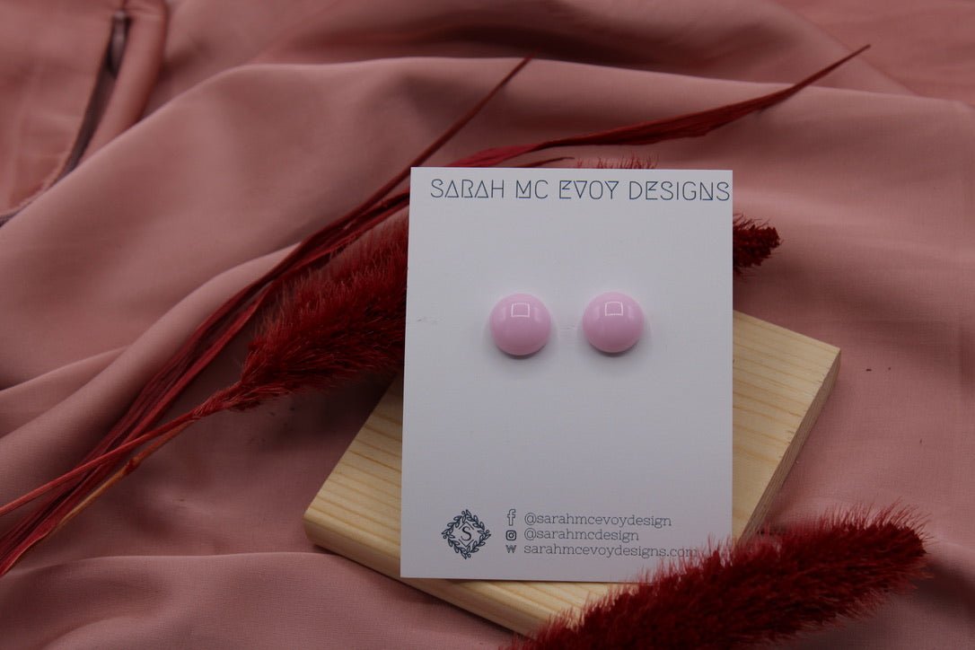 Baby Pink Fused Glass Stud Earrings