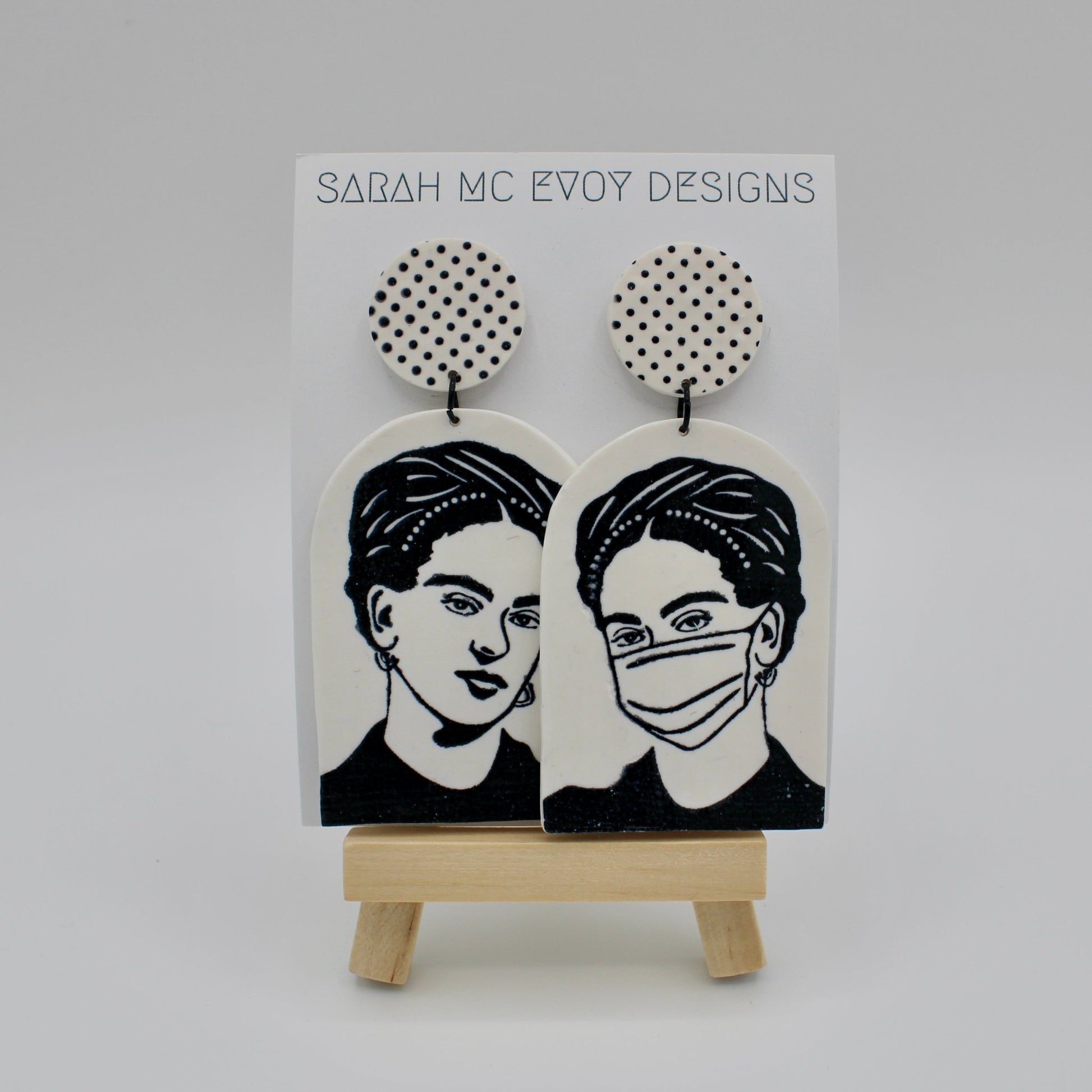 Black and White Mask Lady Earrings