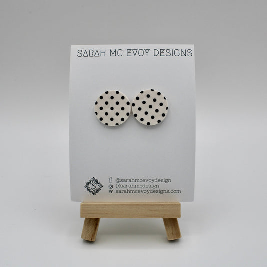 Black and White Polka Dot Studs