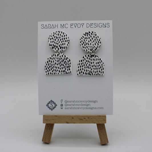 Black and White Speckled Earrings
