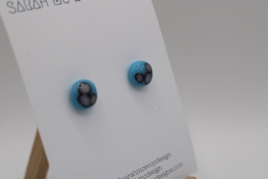 Blue Glass Stud Earrings