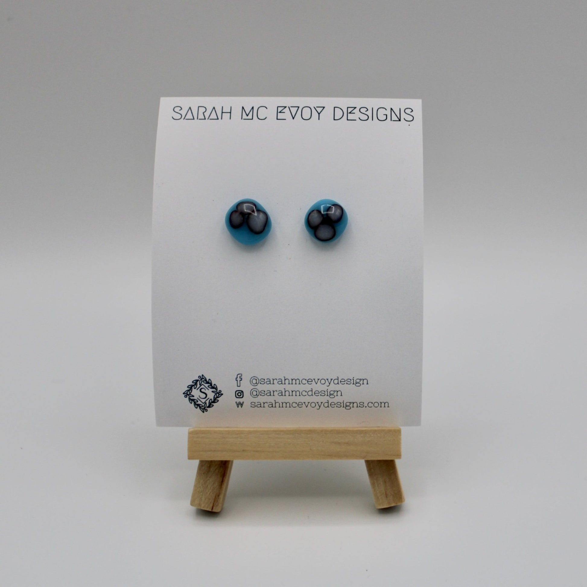 Blue Glass Stud Earrings