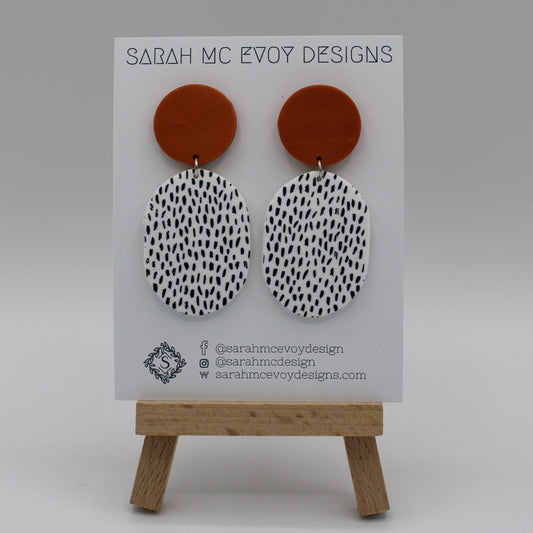 Burnt Orange Speckled Oval Drop Earring