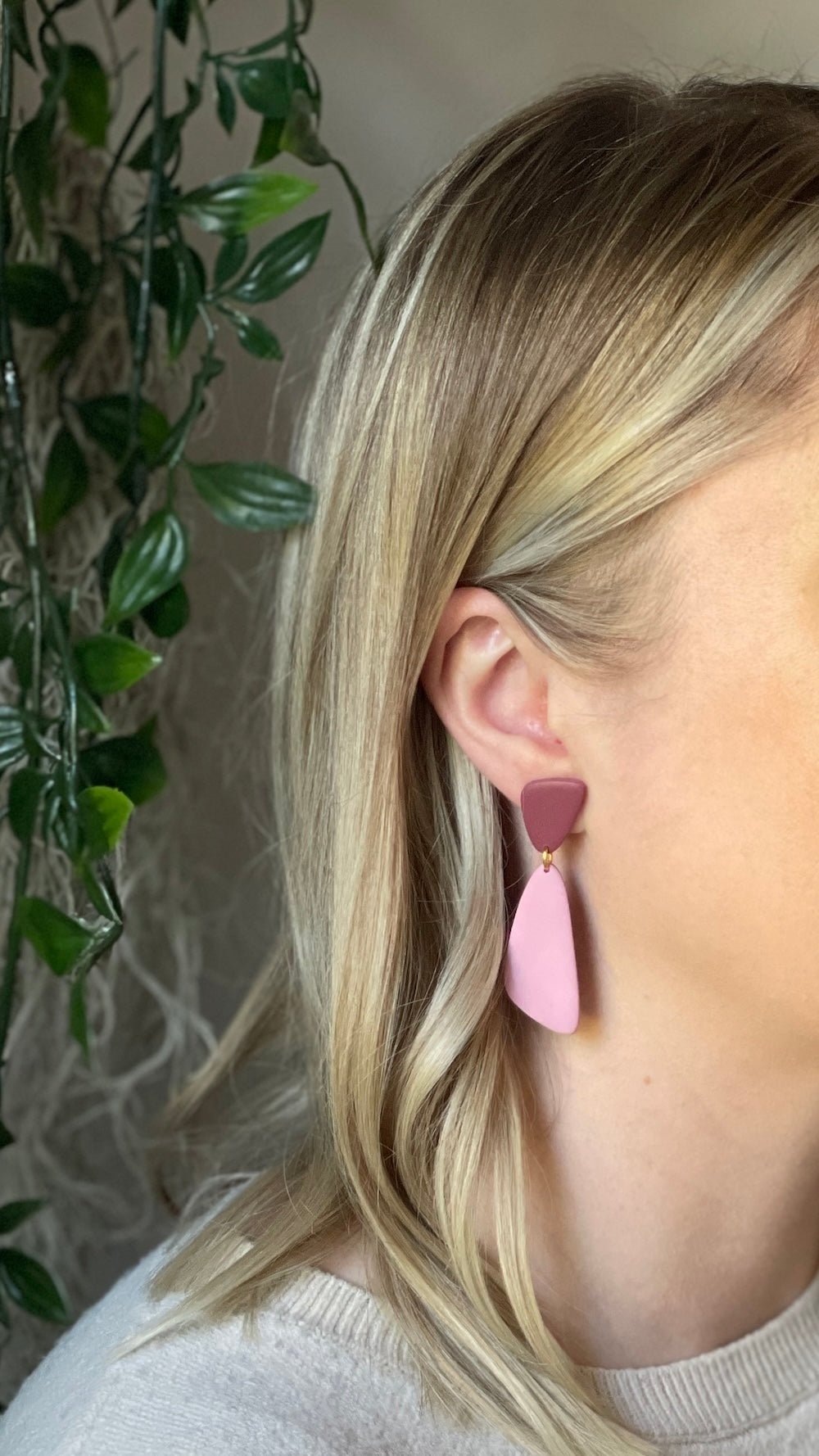 Cotton Candy and Plum Angle Earrings