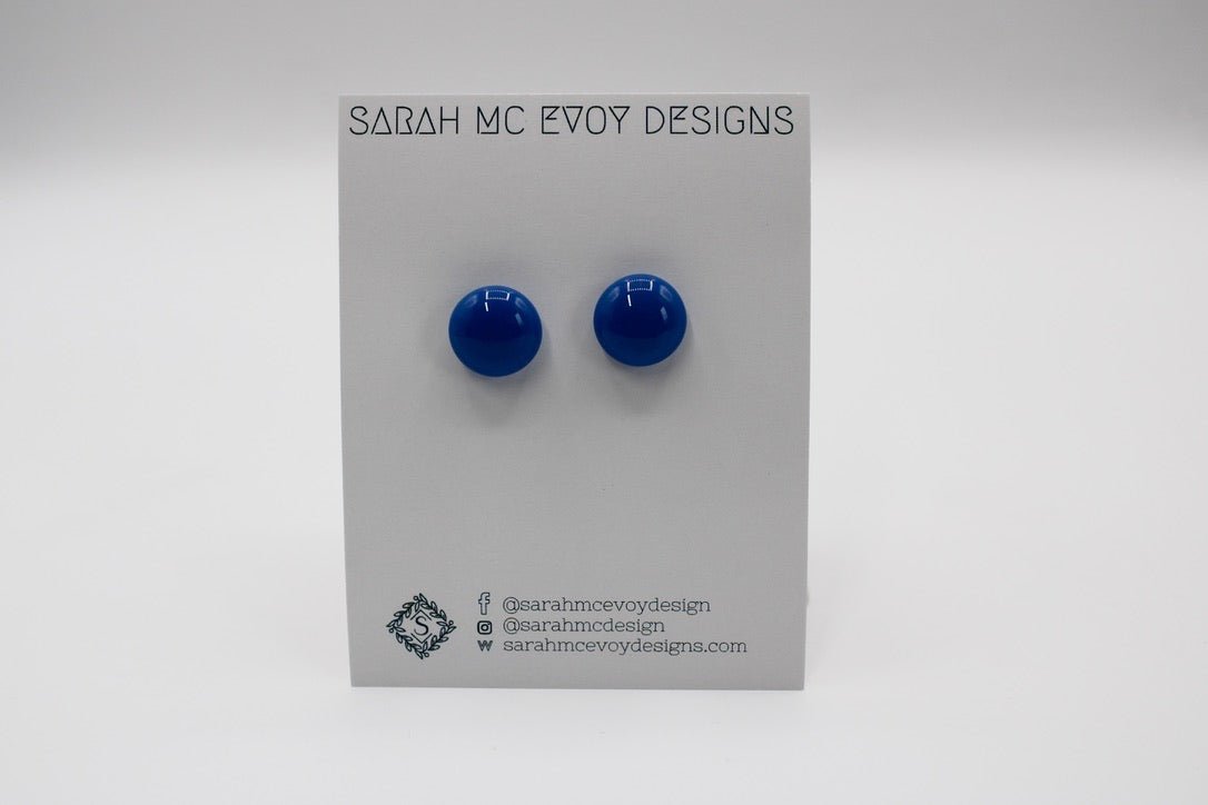 Dark Blue Fused Glass Studs