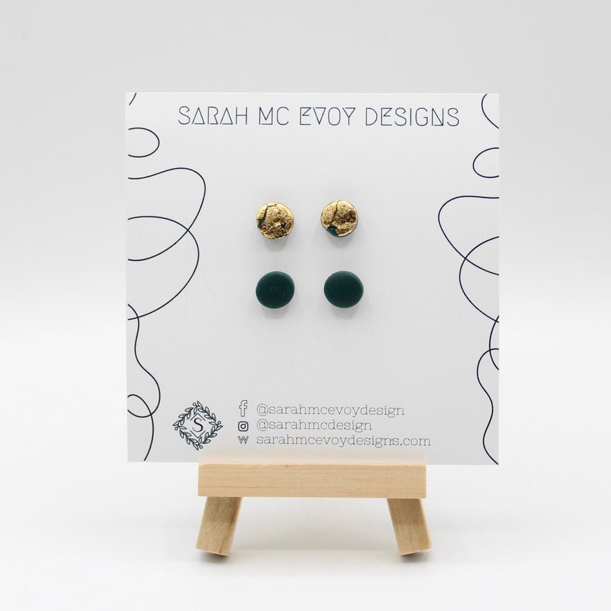 Gold and Jade Studs - 2 Pack