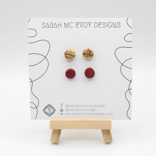 Gold and Plum Studs - 2 Pack