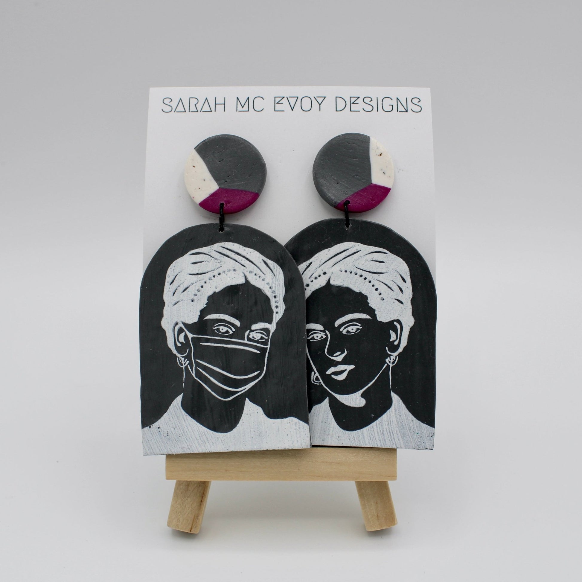 Grey Mask Lady Earrings