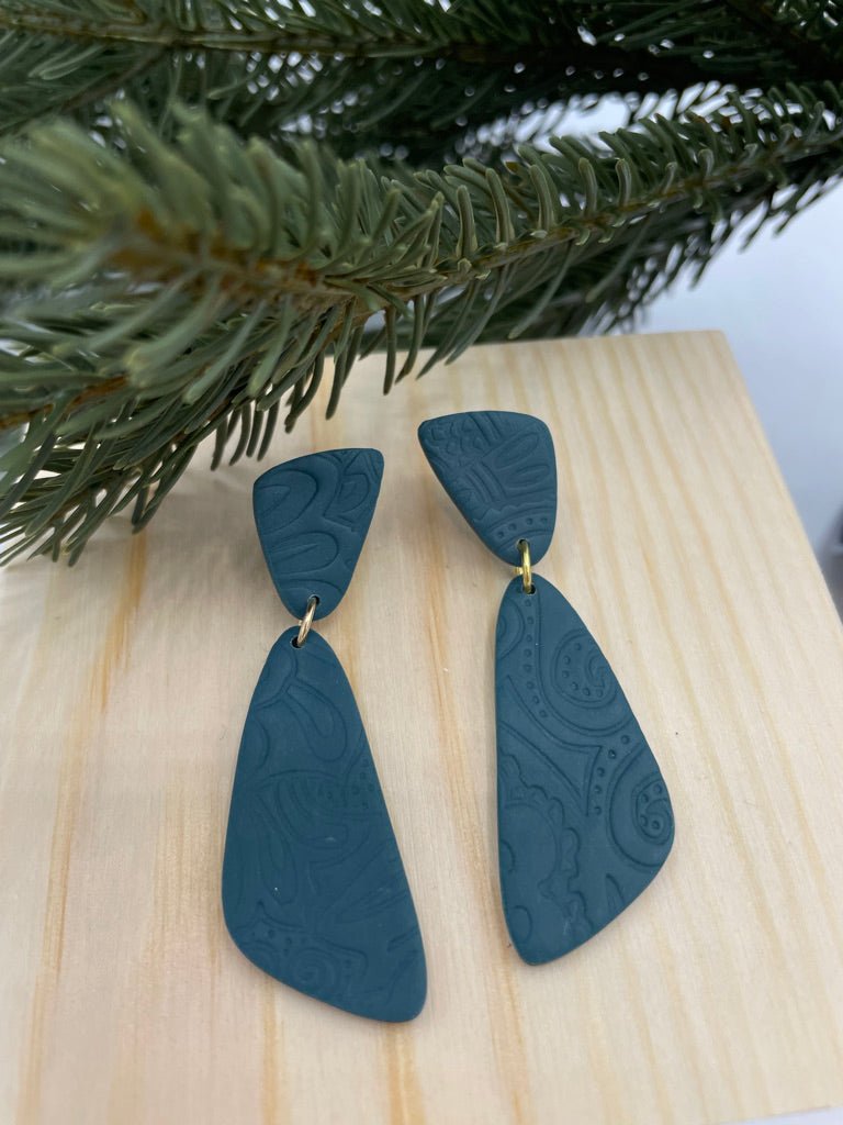 Jade Green Textured Angle Earrings