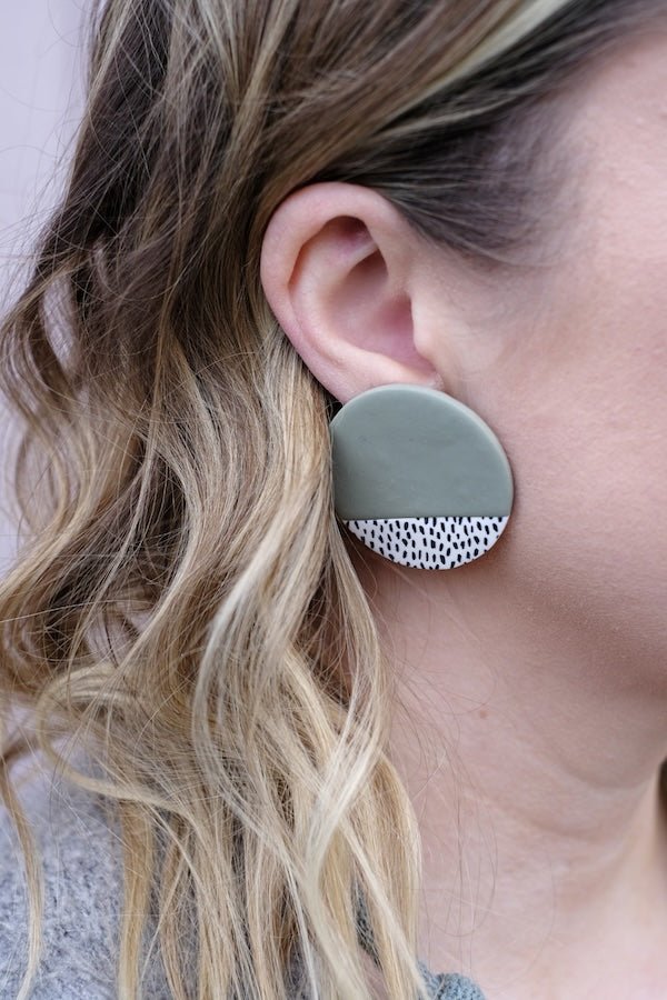 Large Sage Speckled Studs