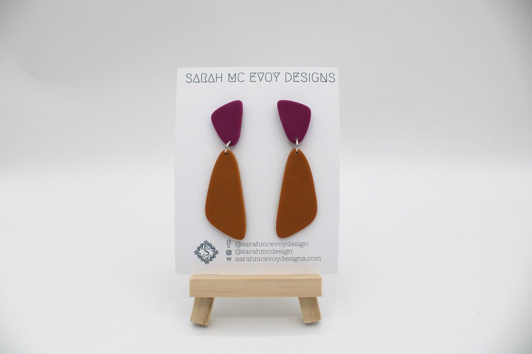 Mustard and Fushia Angle Earrings