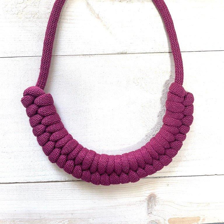 **New Fuchsia Cotton Rope Necklace