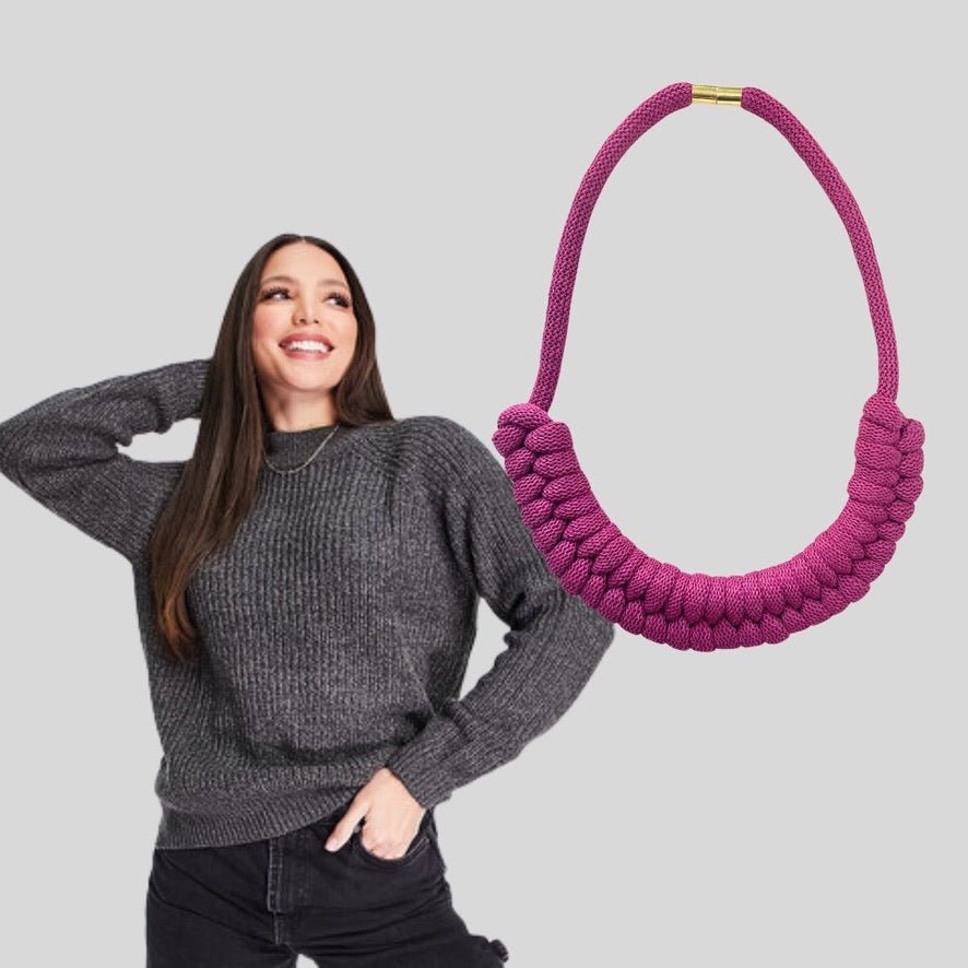 **New Fuchsia Cotton Rope Necklace