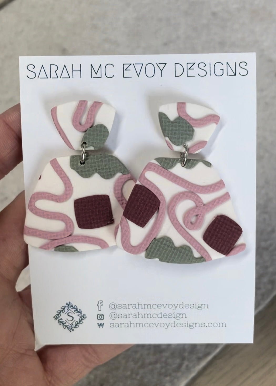 Sage and Cotton Candy Pattern Earrings