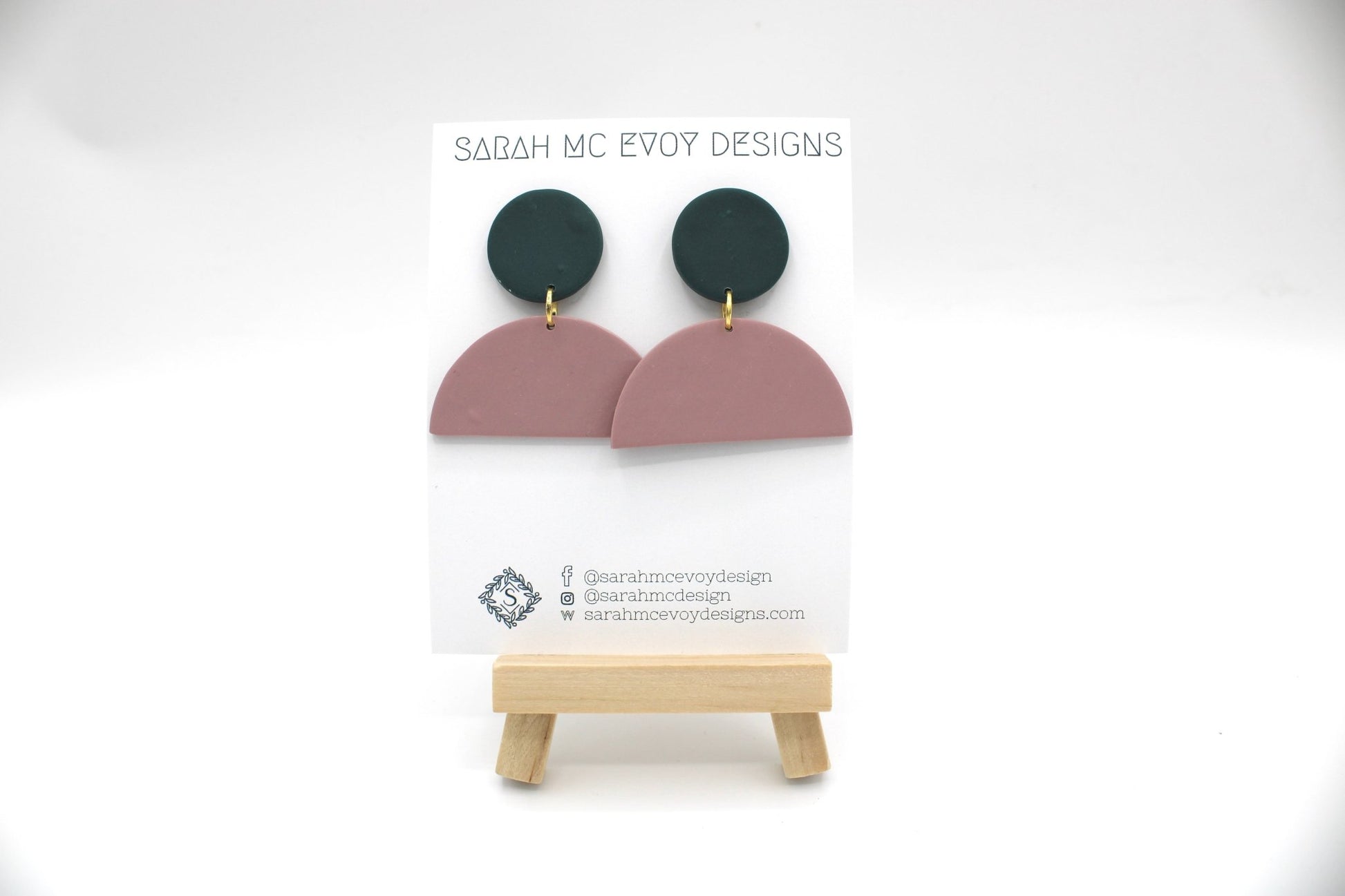 Terracota and Jade Semi - Circle Earrings