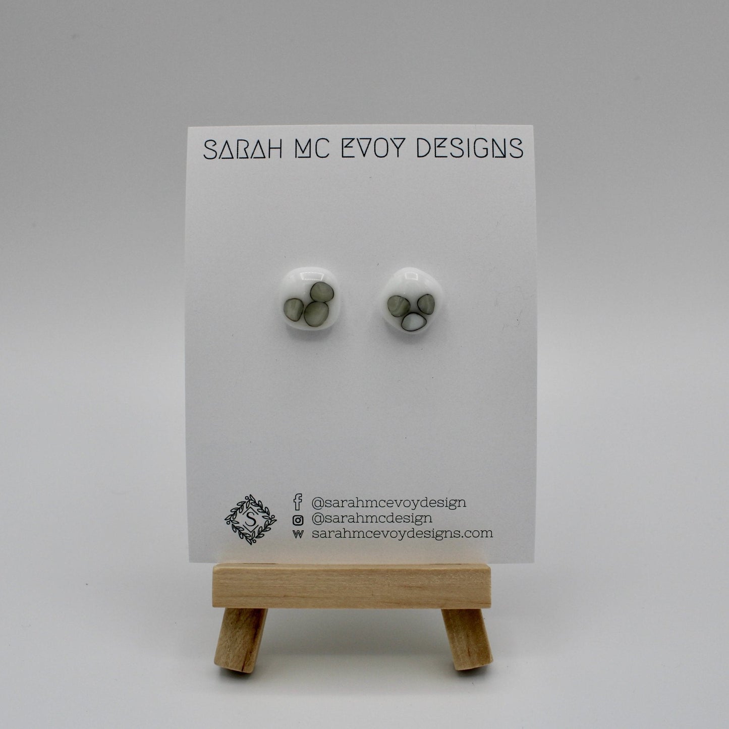 White Glass Stud Earrings