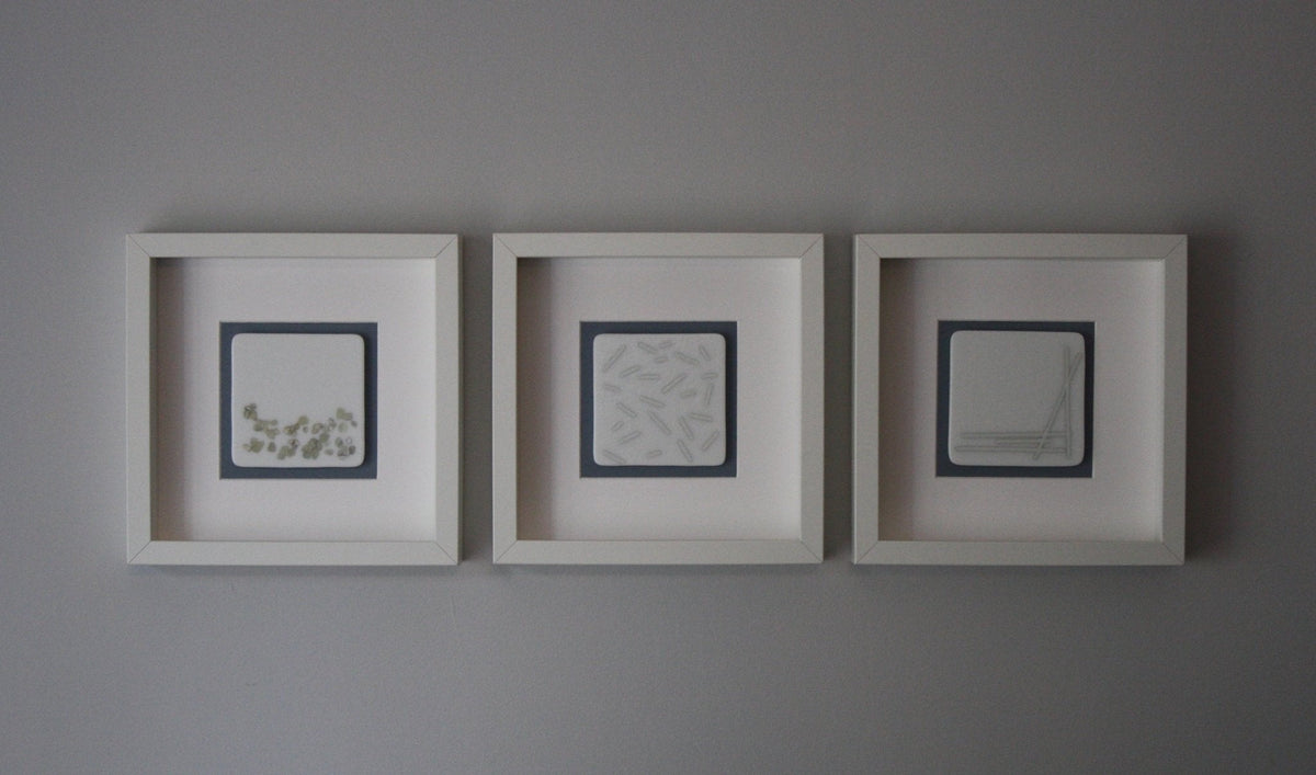 White Line Pattern Glass Wall Piece