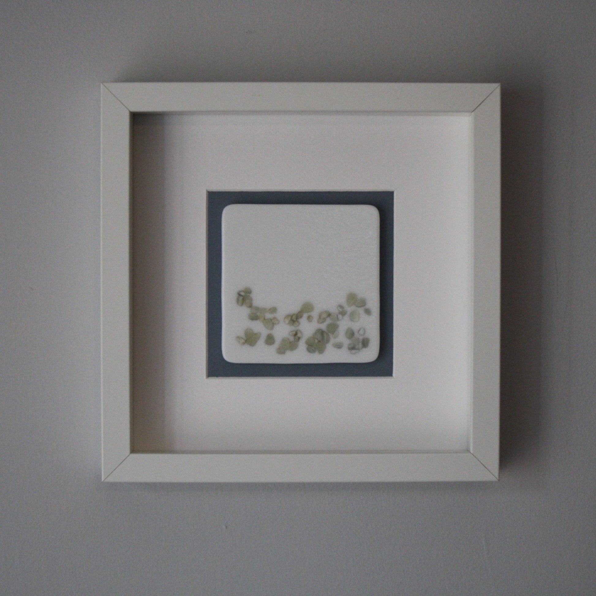 White Pebble Beach Glass Wall Piece