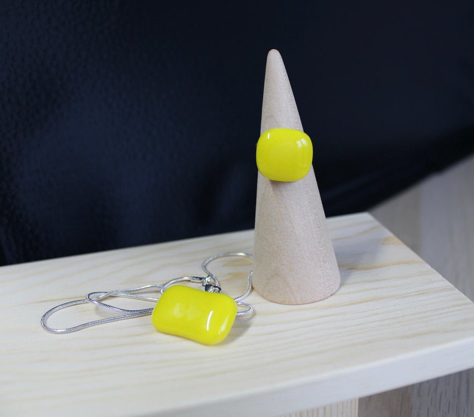 Yellow Fused Glass Ring