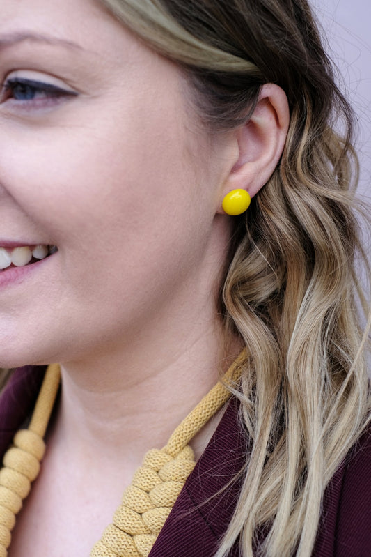 Yellow Fused Glass Studs