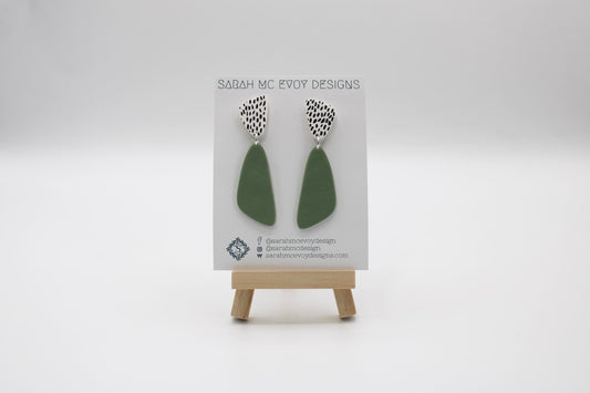 Sage Green and Speckled Angle Earrings