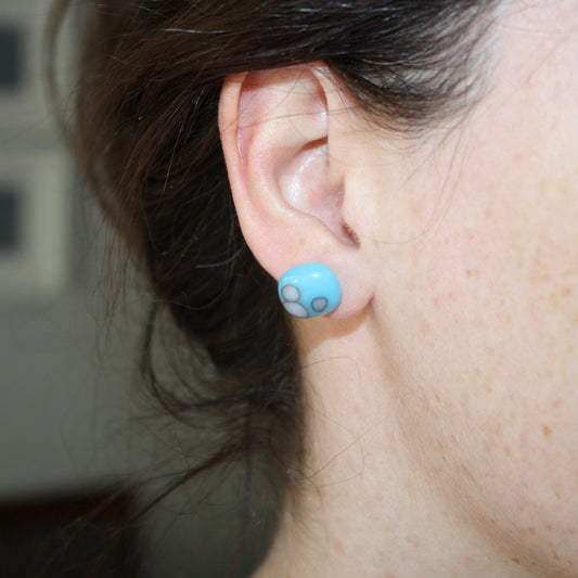 Blue Glass Stud Earrings